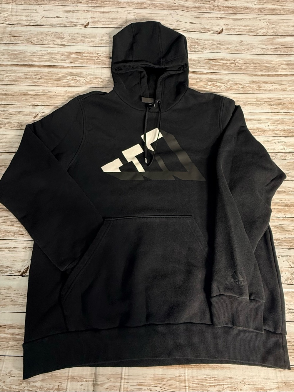 adidas Black Hoodie with Reflective Tri-Logo